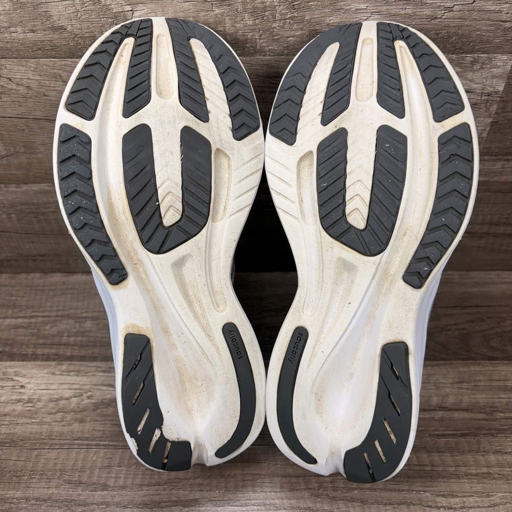 Saucony Women's Gray and Pink PWRRUN+ Athletic Running Sneakers - Picture 9 of 10